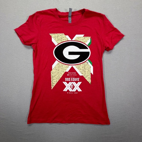 Next Level Apparel Tops - Next Level Women T-Shirt Slim Red Georgia Bulldogs Dos Equis Graphic L
